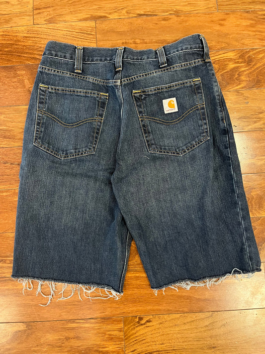 2017 Carhartt Dark Wash Distressed Shorts (32)