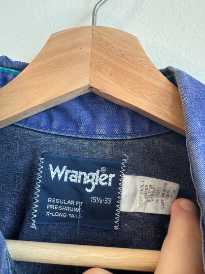 80s Wrangler Western Multi Color Flannel Button Down Shirt (L)