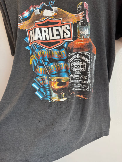 1987 Harley Davidson Jack Daniel  Good Whiskey Holoubek Faded Tee (L)