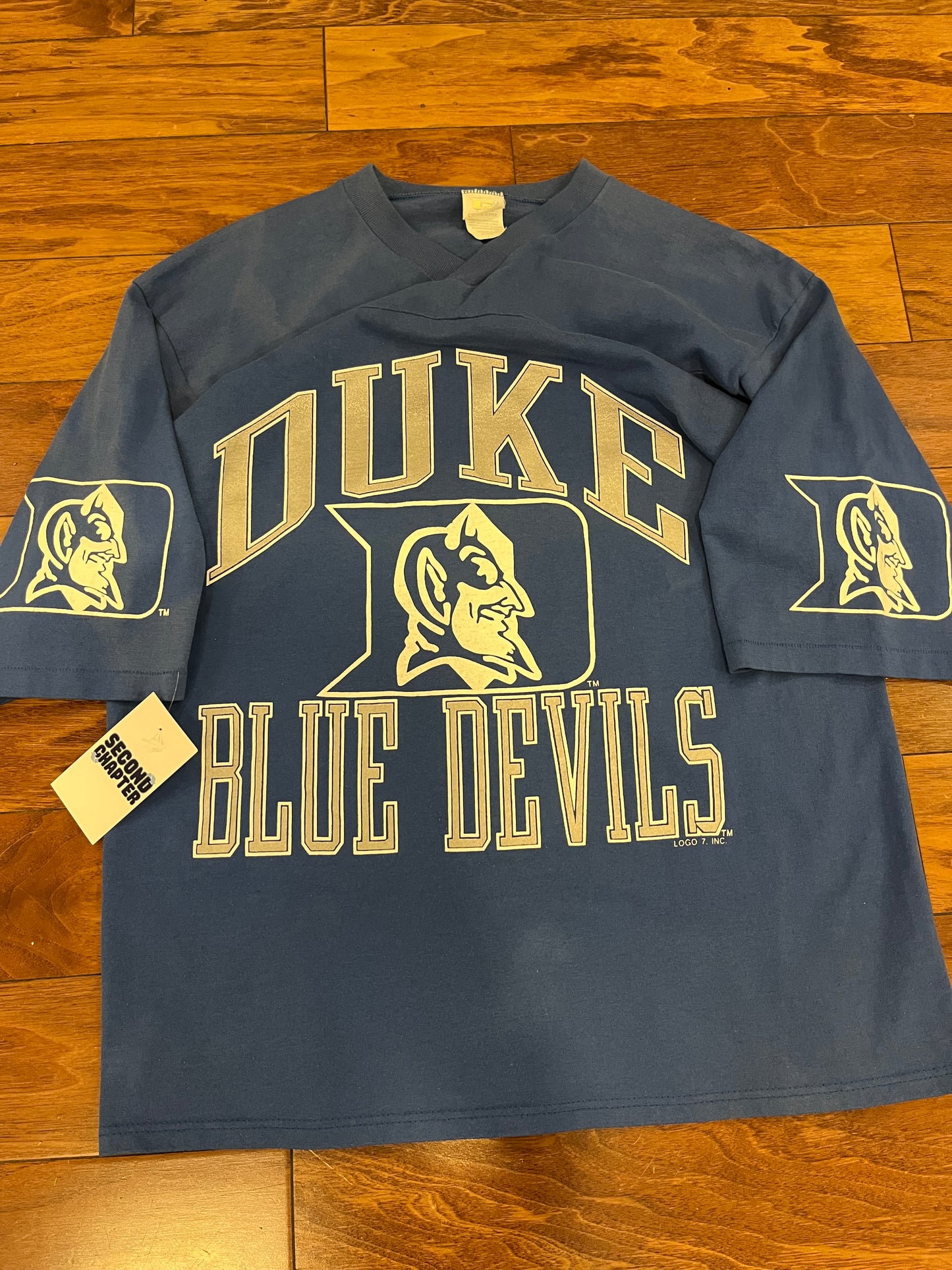 90s Duke University Faded V Neck Tee (L)