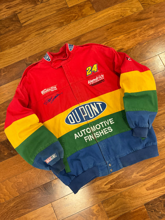 90s Dupont Jeff Gordon Vintage Rainbow Chase Authentic Racing Jacket (XL)
