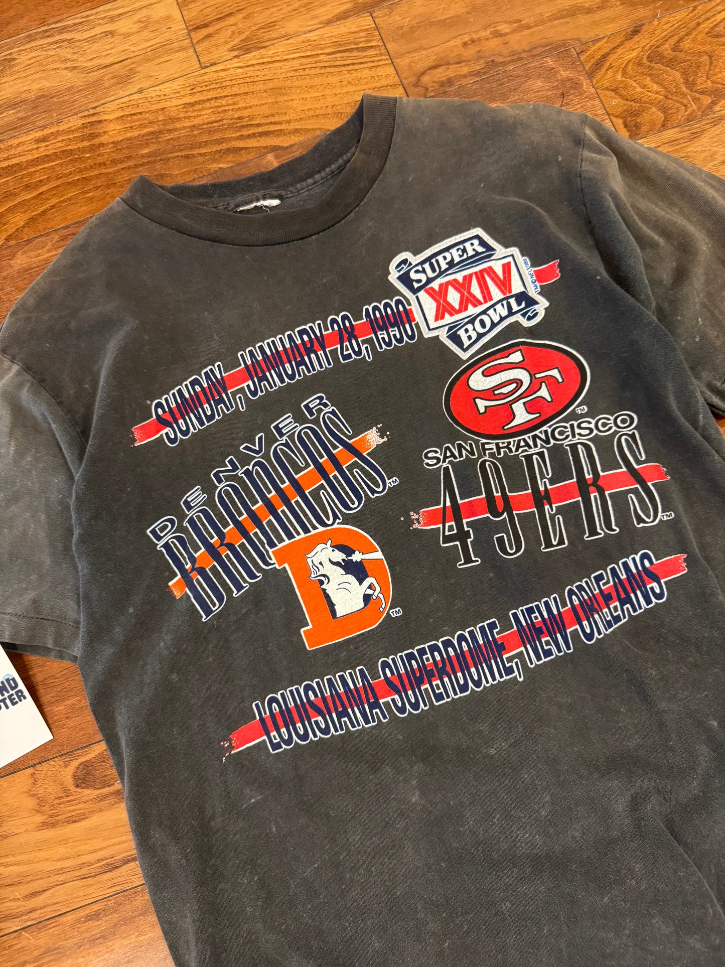 1990 Broncos v 49ers Super Bowl Nutmeg Faded Tee (L)