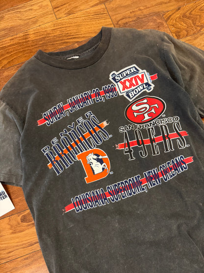 1990 Broncos v 49ers Super Bowl Nutmeg Faded Tee (L)