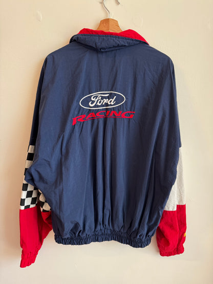 90s Ford Racing Checkered Flag Windbreaker (L)