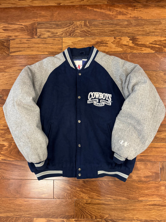 90s Dallas Cowboys Logo Athletic Two Tone Varsity Jacket (XL)