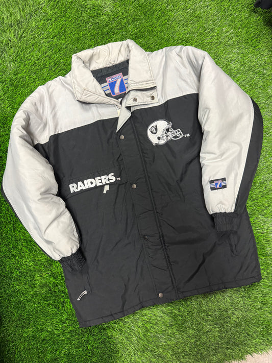 90s Oakland Raiders Vintage Logo 7 Parka Puffer Jacket (M)