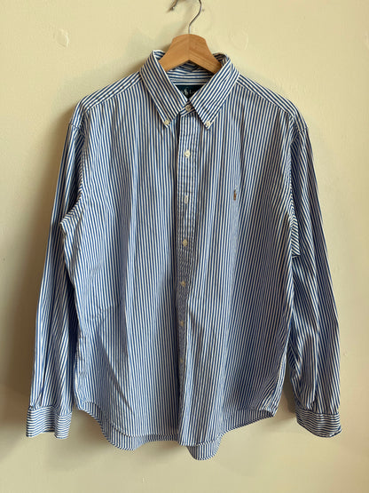 00s Polo Ralph Lauren Blue Striped Dress Shirt (L)