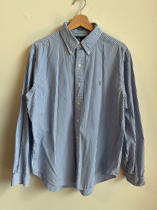 00s Polo Ralph Lauren Blue Striped Dress Shirt (L)