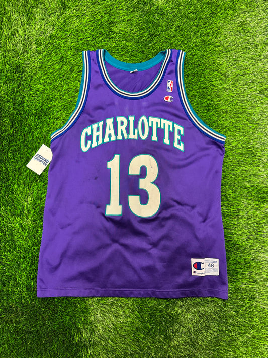 90s Charlotte Hornets Kendall Gill #13 Vintage Champion Purple Jersey (L)
