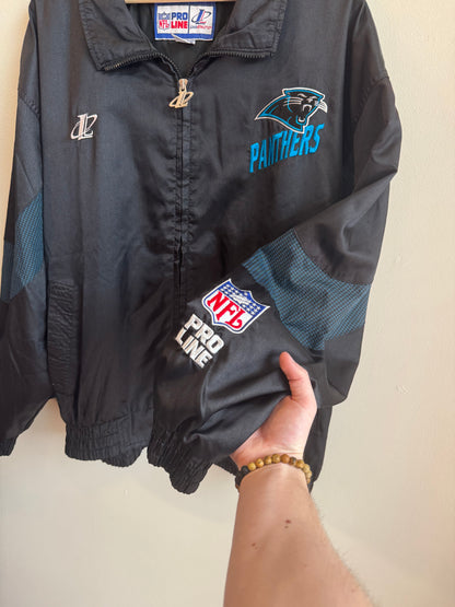 90s Carolina Panthers Logo Athletic Pro Line Striped Windbreaker (XL)