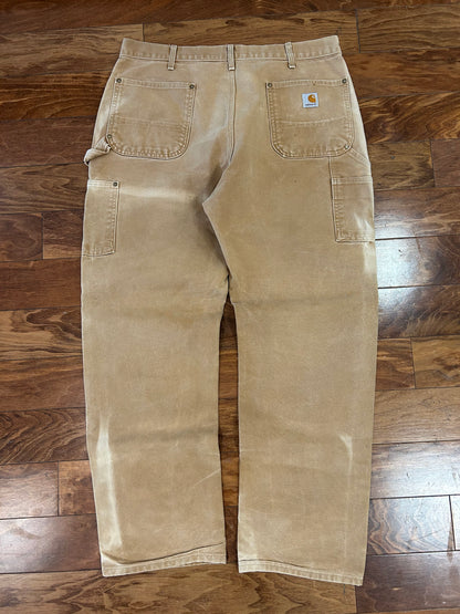 2015 Carhartt Tan Faded Double Knee Pants (38 x 32)