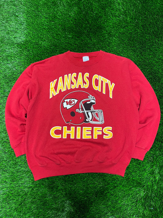 90s Kansas City Chiefs Helmet Crewneck (L)