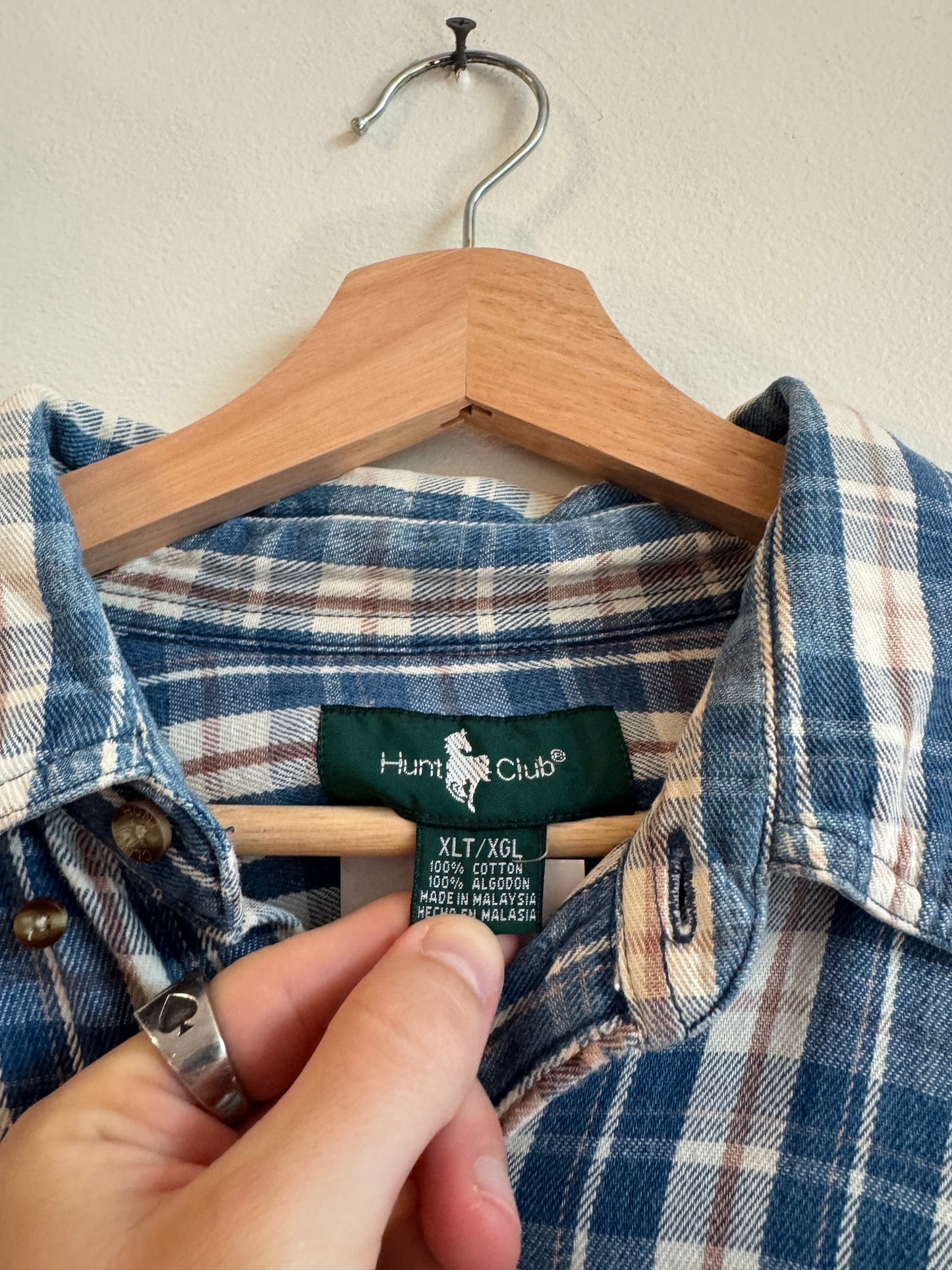 00s Hunting Club Blue Button Down Flannel (XL)