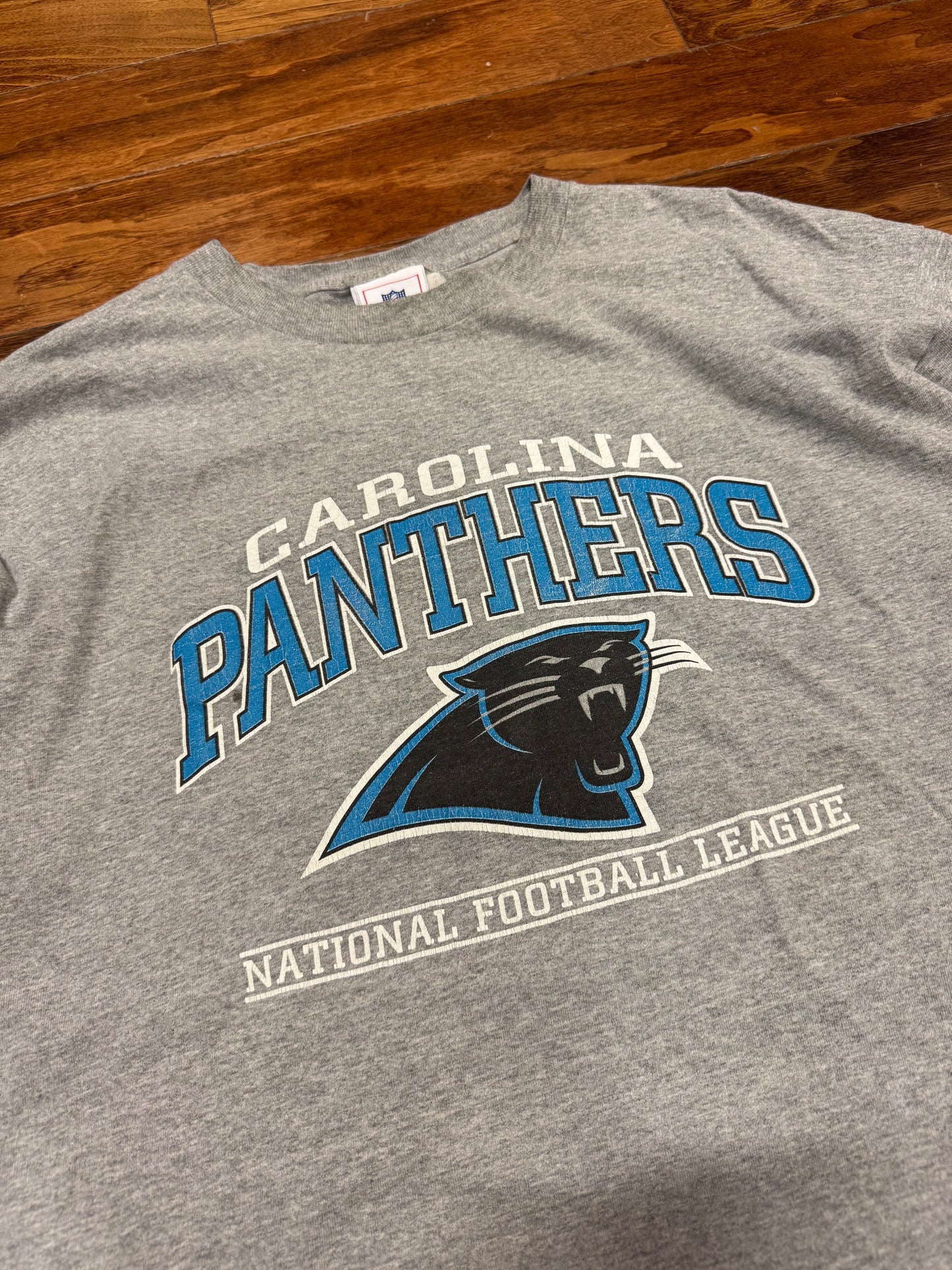 00s Carolina Panthers Gray Spell Out Tee (L)