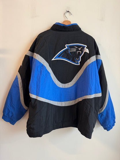 90s Carhartt Panthers Apex Black/Blue Puffer Jacket (XL)