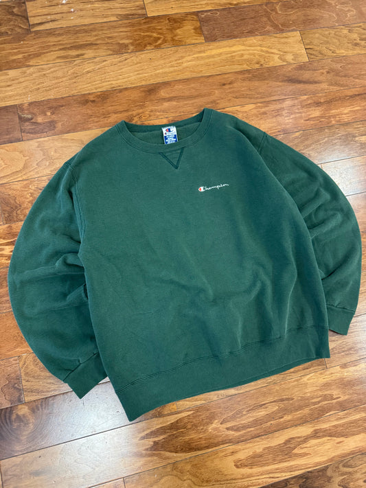 00s Champion Forest Green Crewneck (XL)