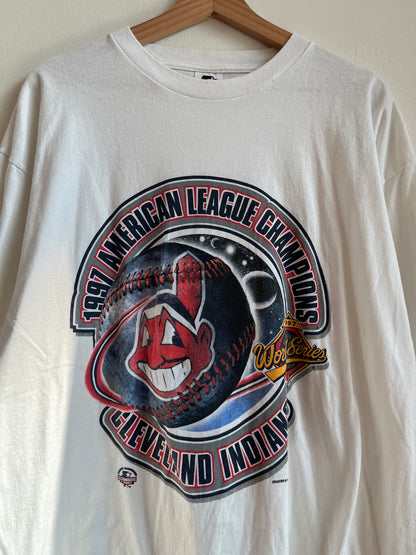 1997 Cleveland Indians White Starter Tee (L)
