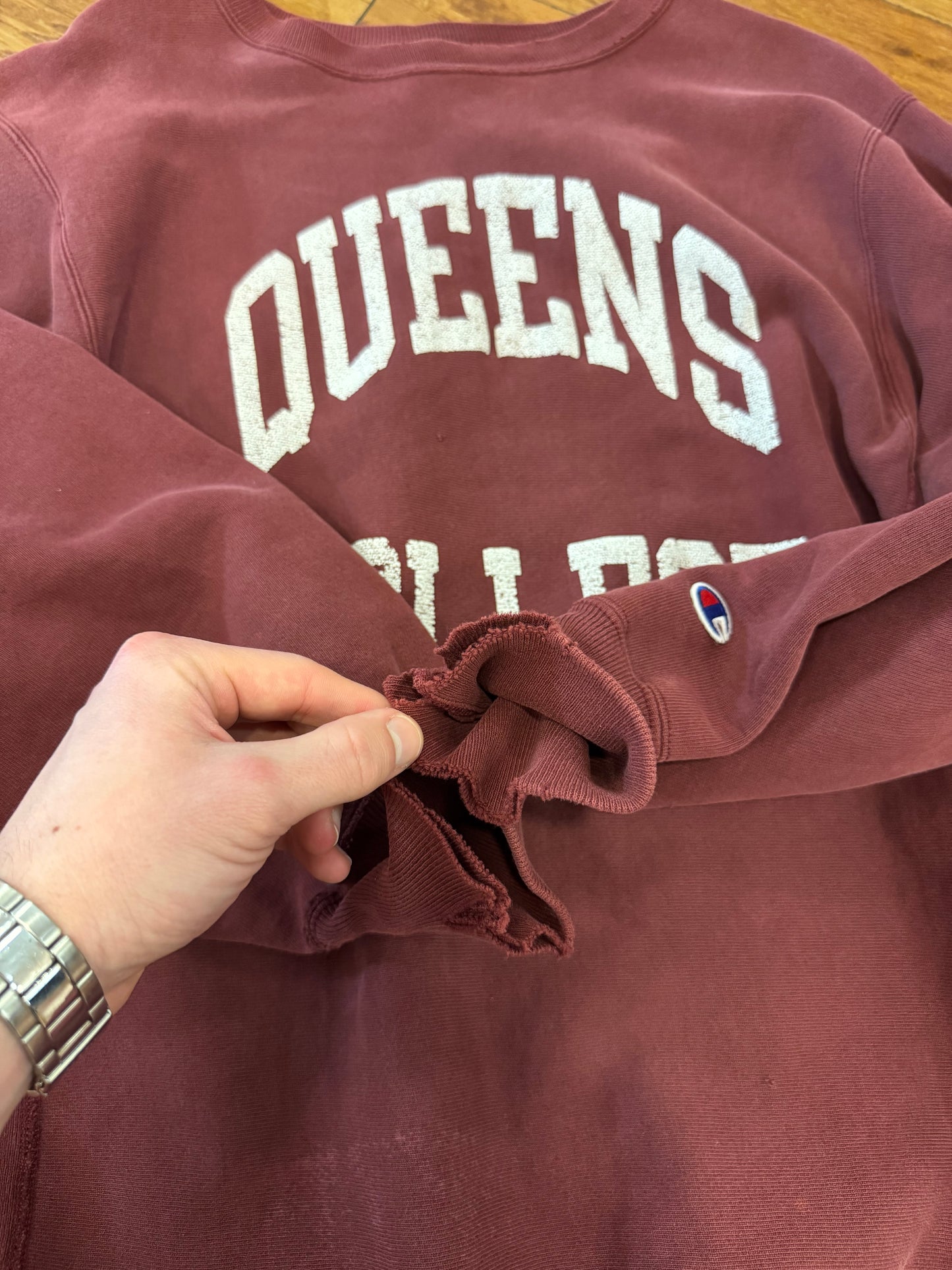 90s Queens College Champion Reverse Weave Crewneck (XL)