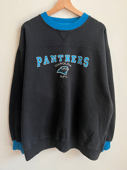 00s Carolina Panthers Embroidered NFL Black Crewneck (XL)