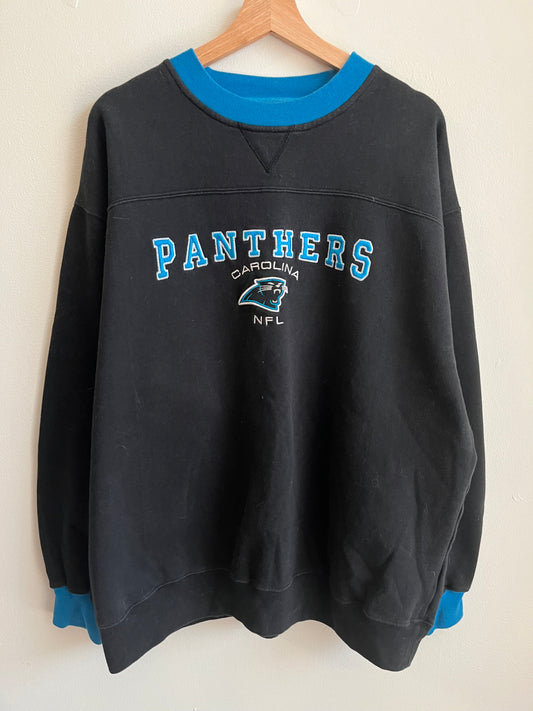 00s Carolina Panthers Embroidered NFL Black Crewneck (XL)