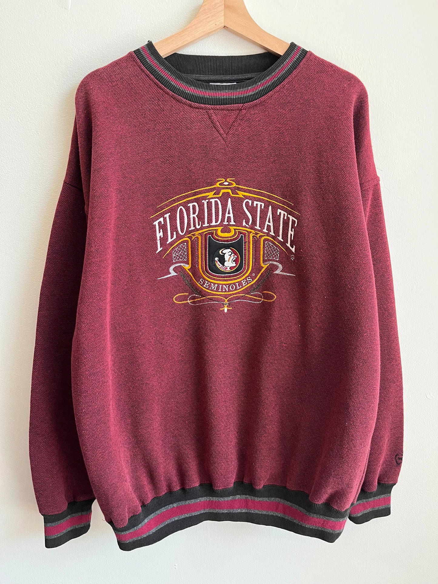 90s Florida State University FSU Midwest Embroidered Maroon Crewneck (L)