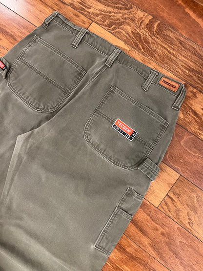 00s Techen Carpenter Baggy Military Green Pants (34 x 29)