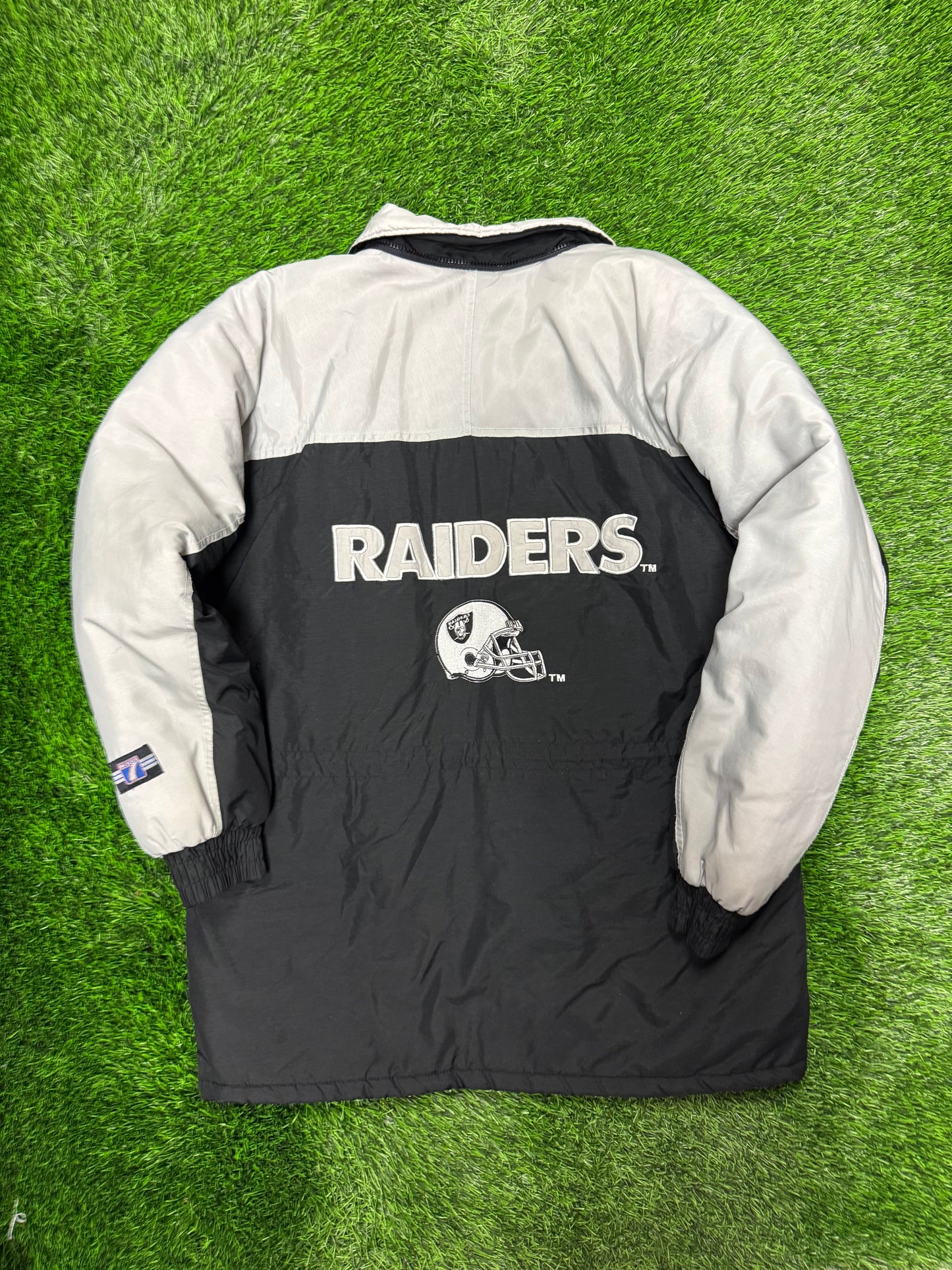 90s Oakland Raiders Vintage Logo 7 Parka Puffer Jacket (M)