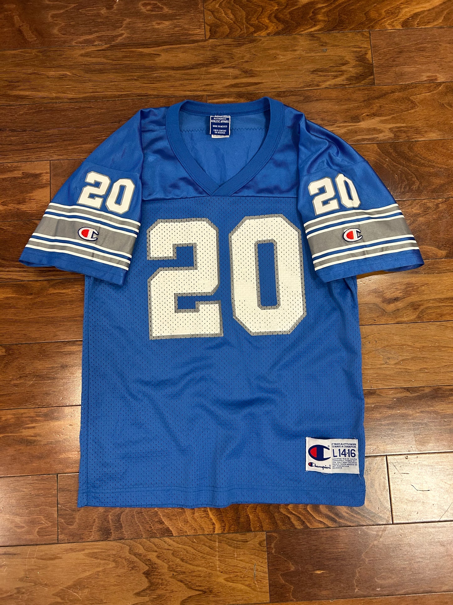 90s Detroit Lions Barry Sanders #20 Vintage Champion NFL Jersey (Youth L)