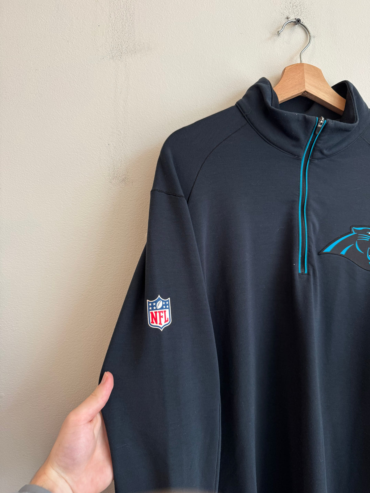 2015 Carolina Panthers 1/4 Zip Nike Dri-Fit Pullover (L)