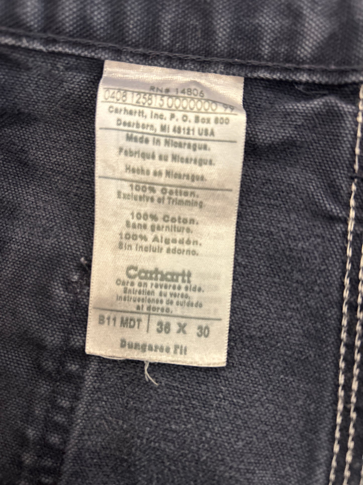 2008 Carhartt Navy Vintage Distressed Carpenter Pants (36 x 30)