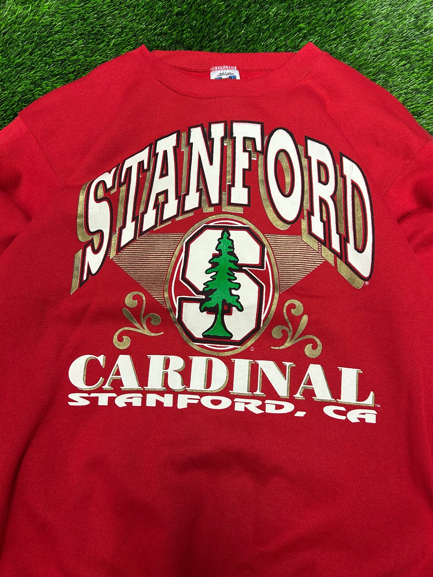 90s Stanford University Cardinal Spell Out Graphic Red Vintage Crewneck (XL)