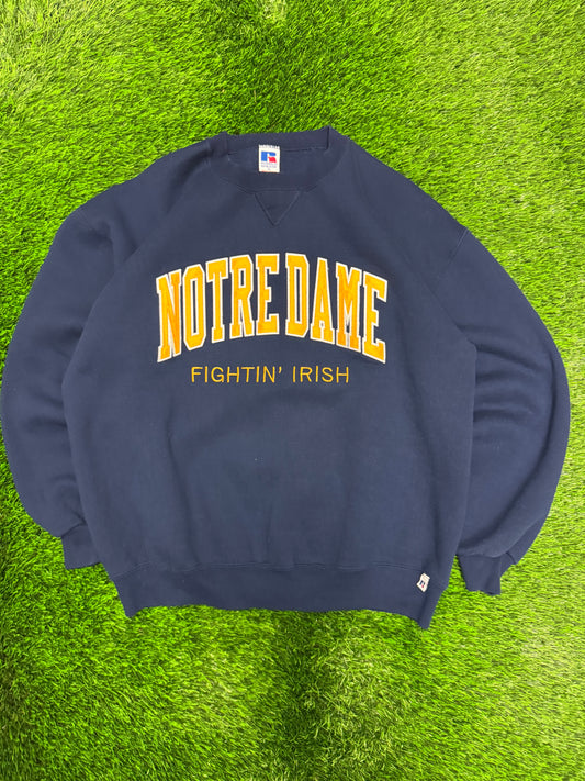 90s University of Notre Dame Vintage Russell Embroidered Crewneck (XL)