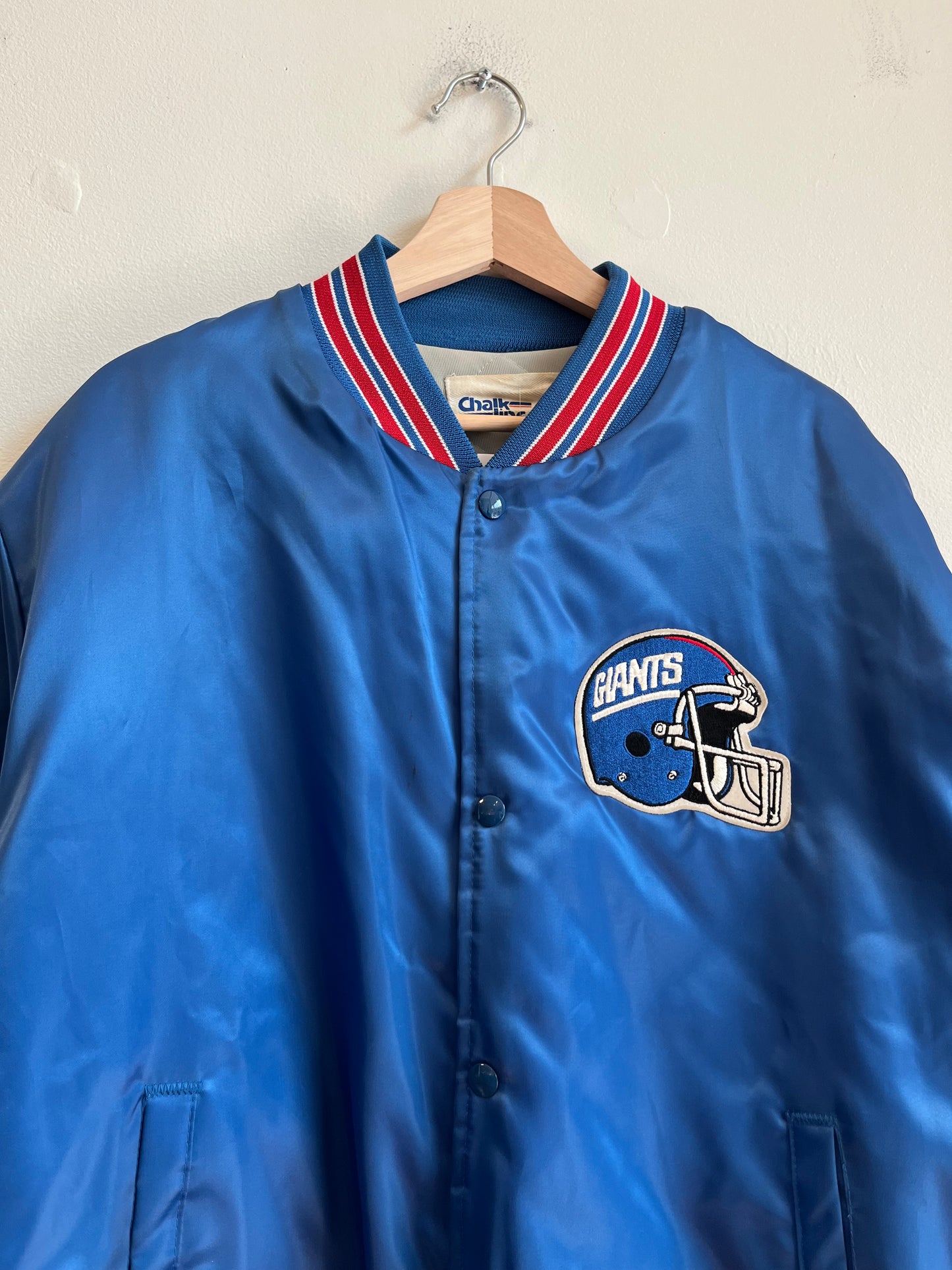 1990s New York Giants Big Spell Out Chalkline Satin Jacket (XL)