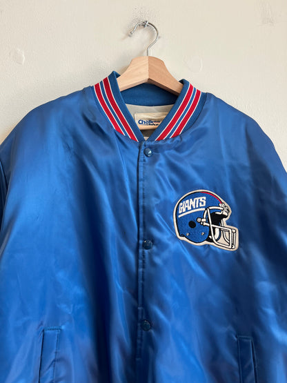 1990s New York Giants Big Spell Out Chalkline Satin Jacket (XL)