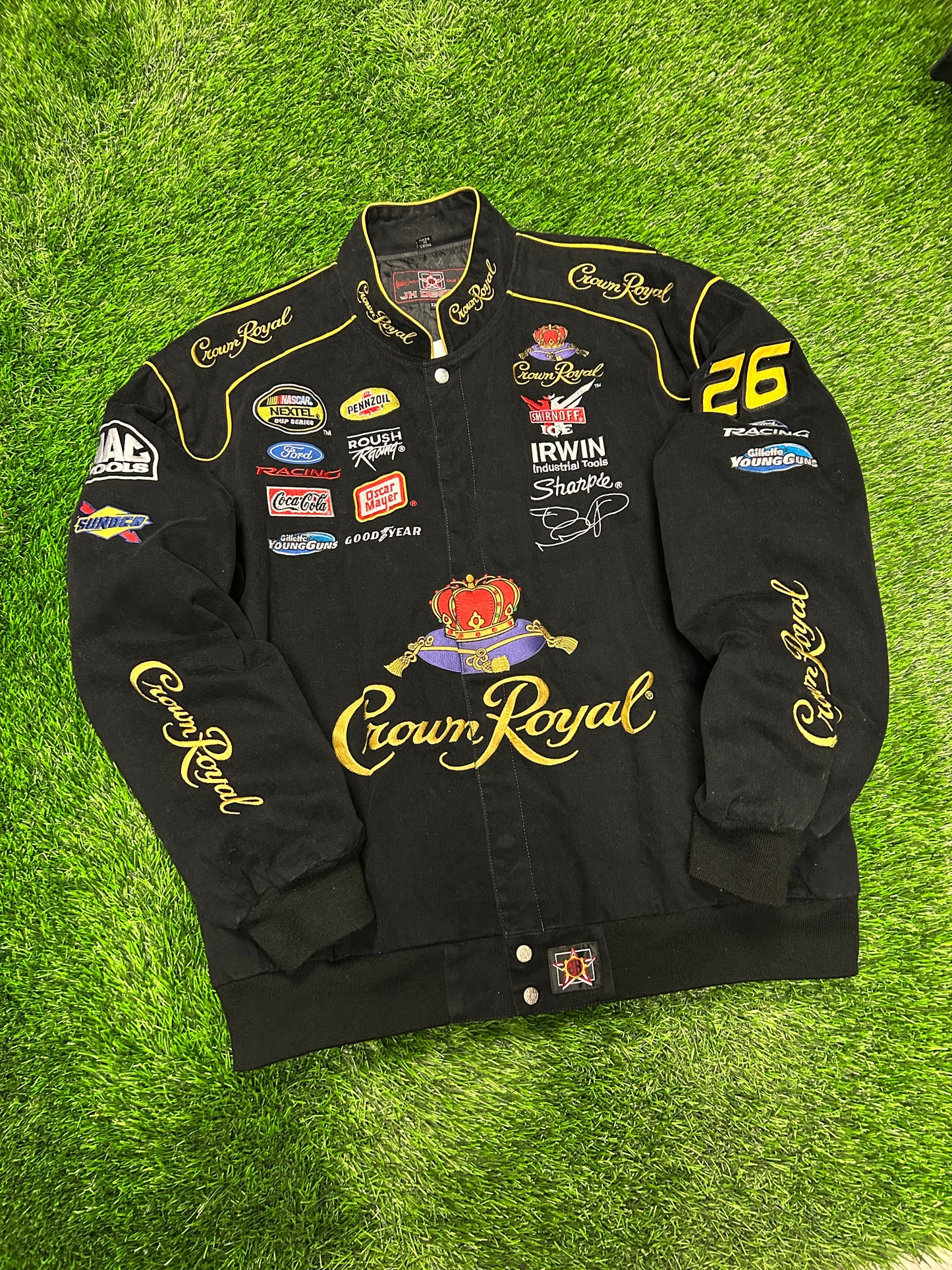 90s Crown Royal Vintage Nascar Jeff Hamilton Racing Jacket (XL)