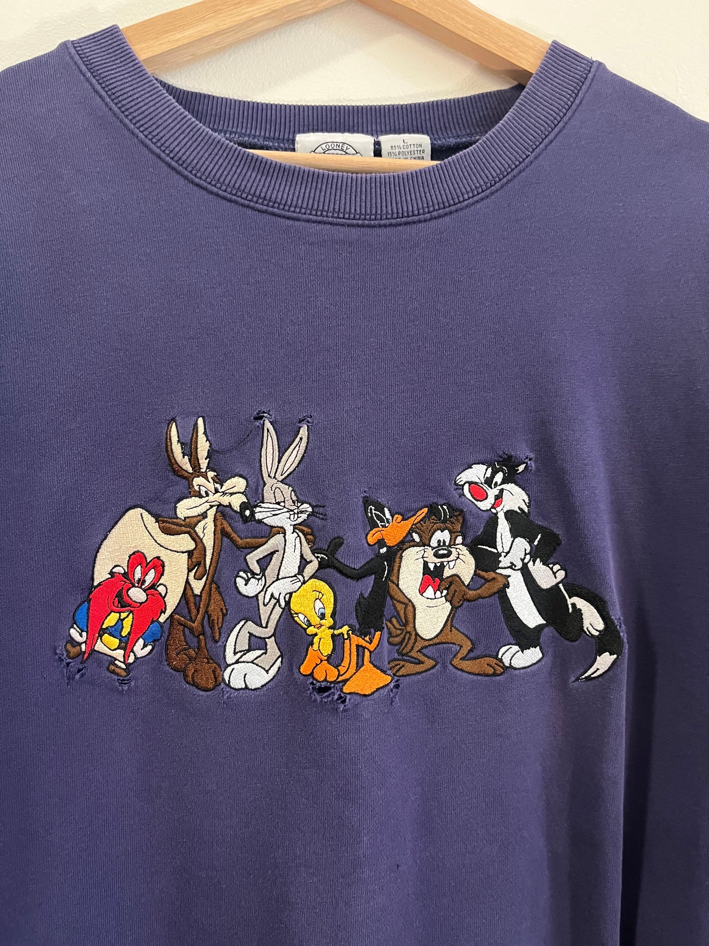 1995 Looney Tunes Embroidered Crewneck (L)