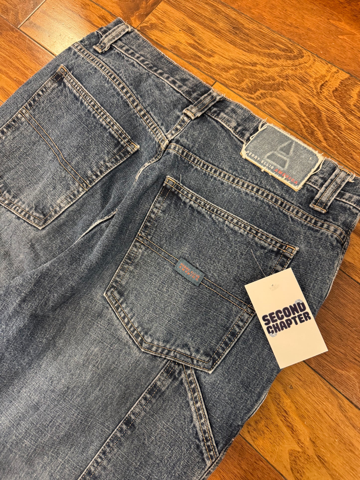 00s Perry Ellis Baggy Distressed Carpenter Jeans (34 x 30)