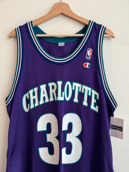 90s Charlotte Hornets Alonzo Mourning Champion Vintage Purple Jersey (M)