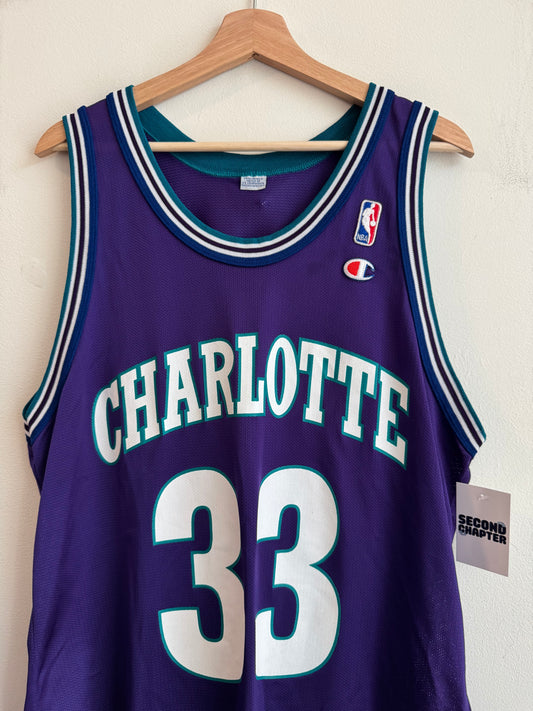 90s Charlotte Hornets Alonzo Mourning Champion Vintage Purple Jersey (M)