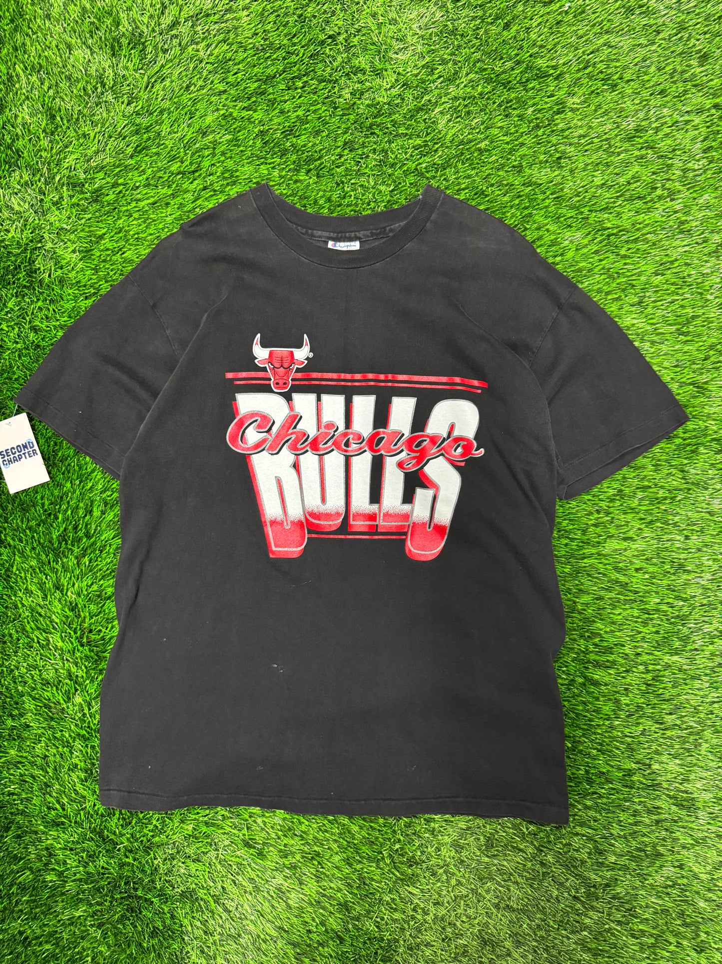 90s Chicago Bulls Champion Spell Out Vintage Tee (XL)