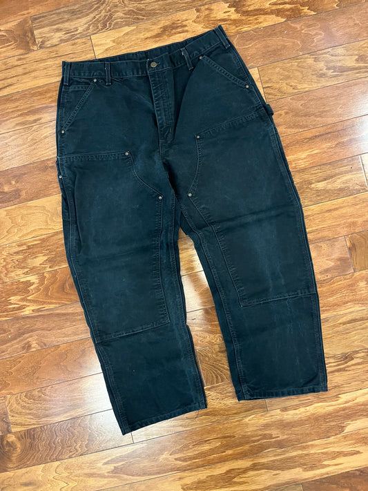 2008 Carhartt Black Double Knees Workwear Pants (38 x 30)