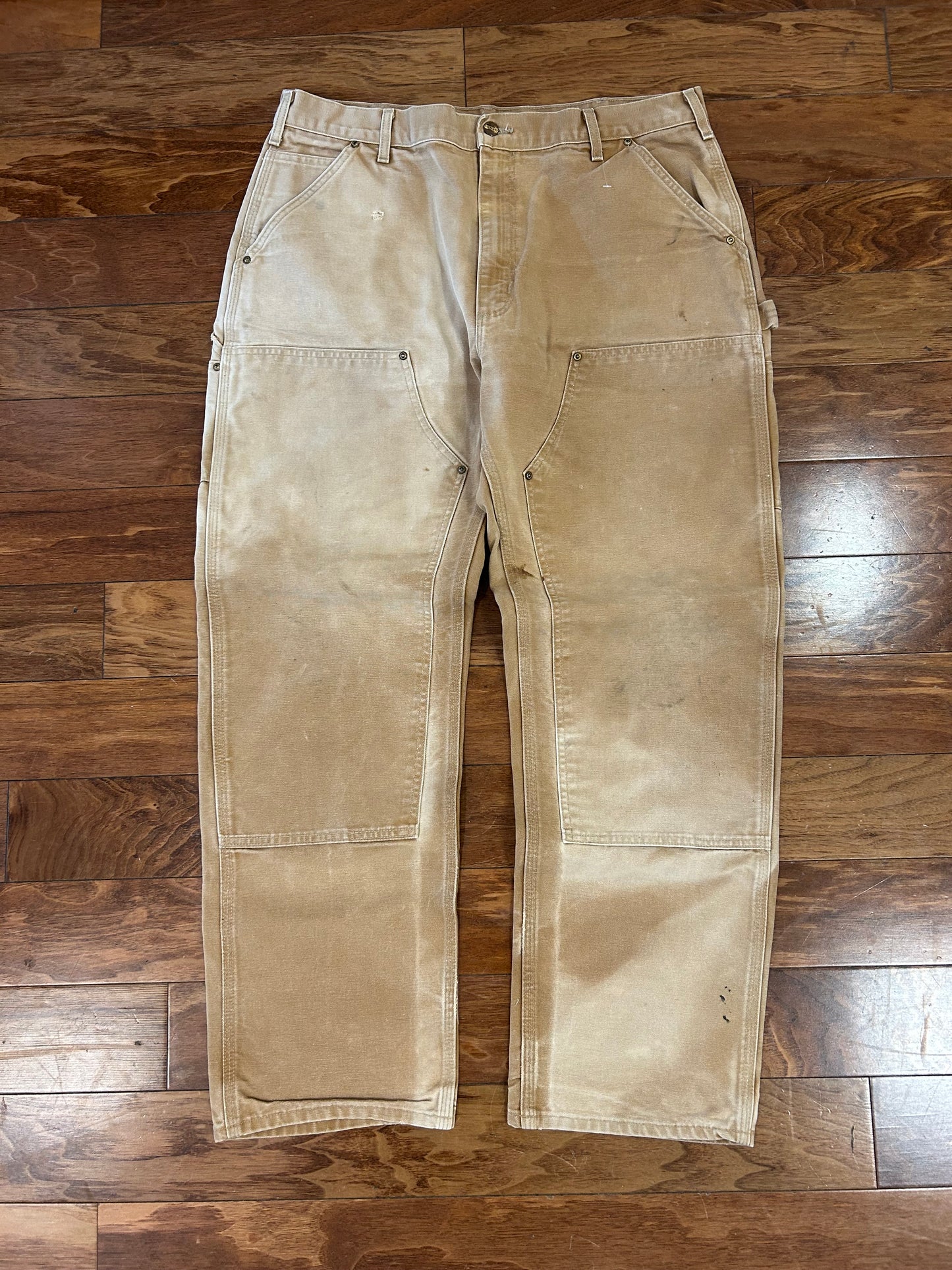2015 Carhartt Tan Faded Double Knee Pants (38 x 32)