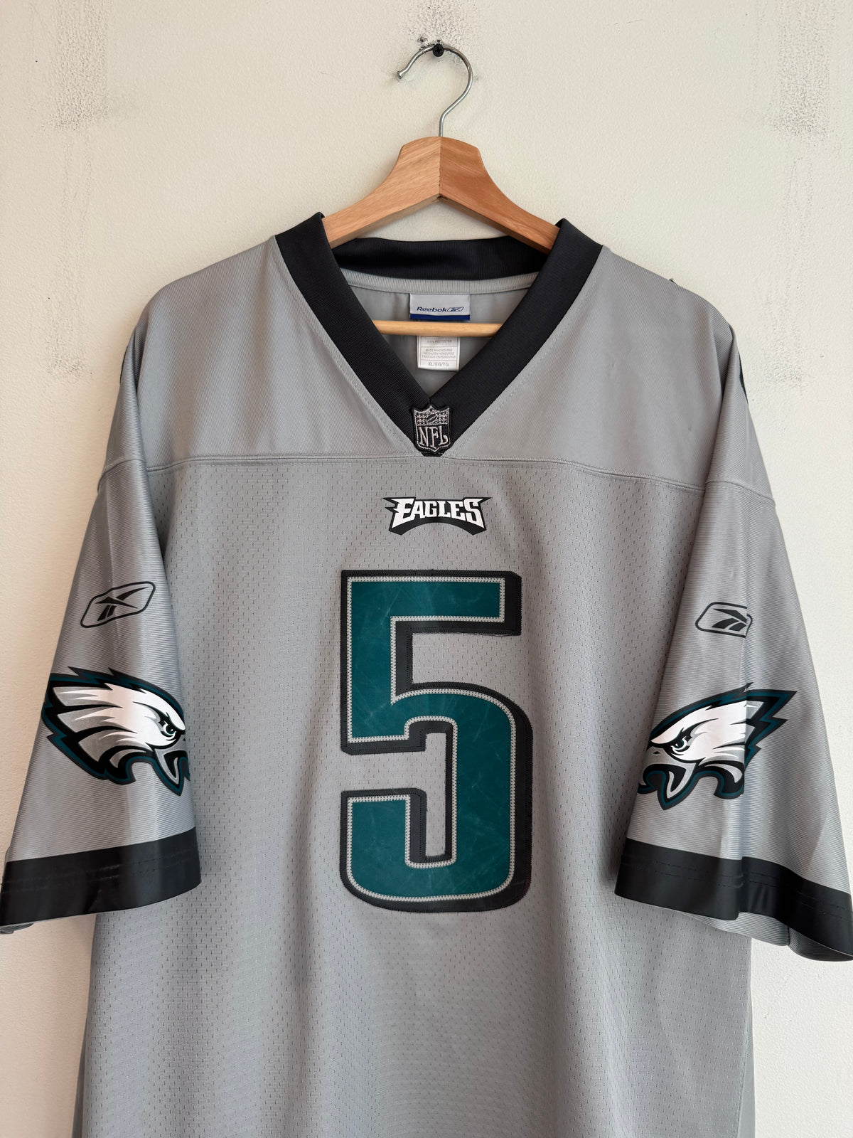 00s Philadelphia Eagles Donovan McNabb Silver Storm Collection Reebok Stitched Jersey (XL)