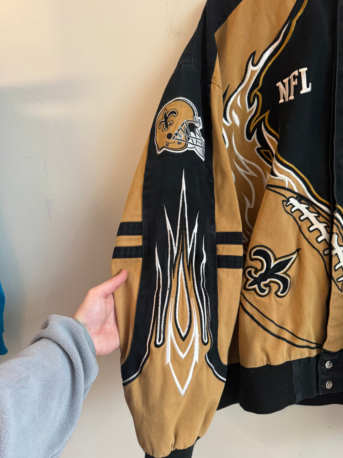 00s New Orleans Saints Flames Racing Jacket (XXXXL)