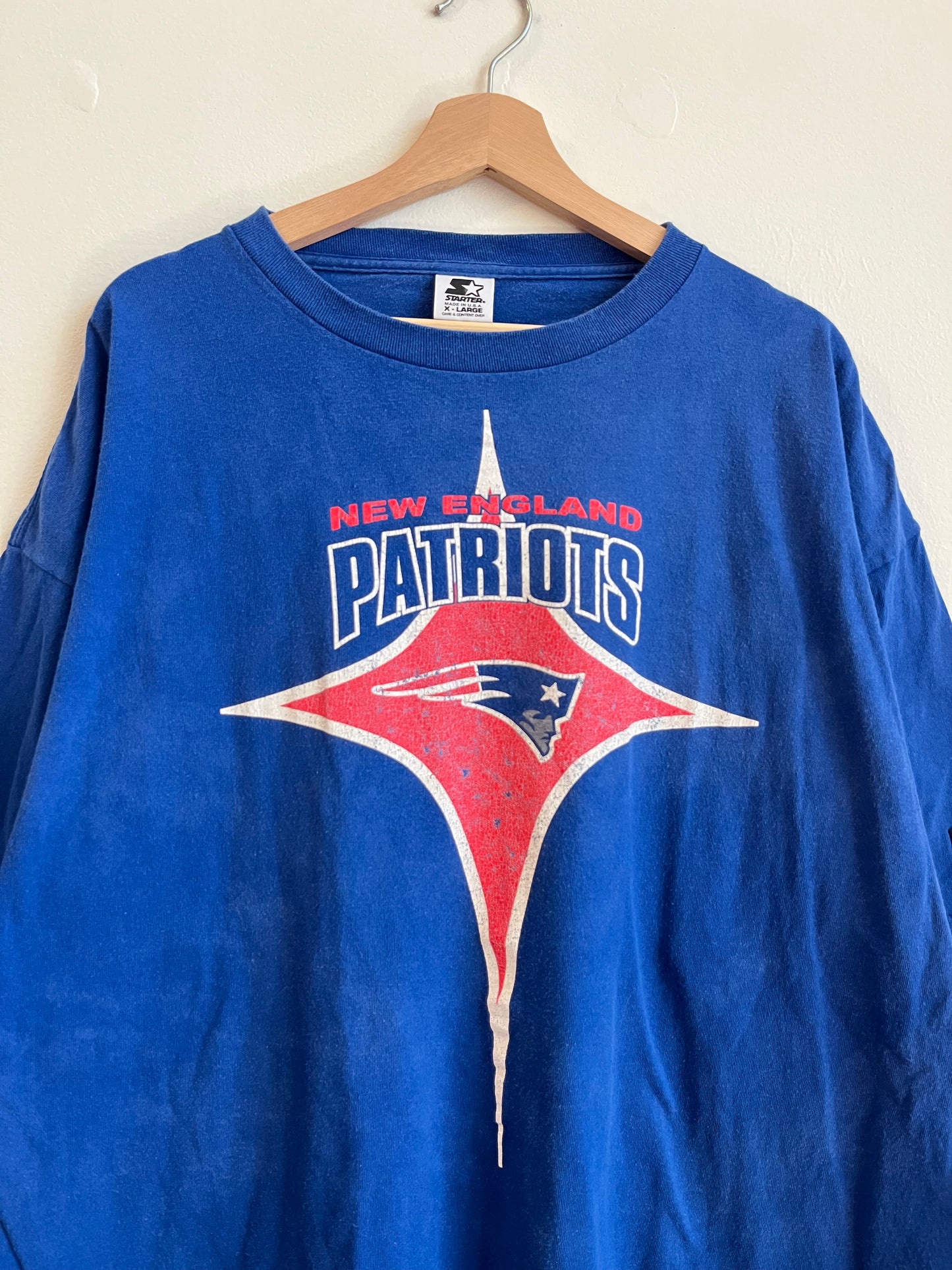 90s New England Patriots Starter Blue Tee (XL)