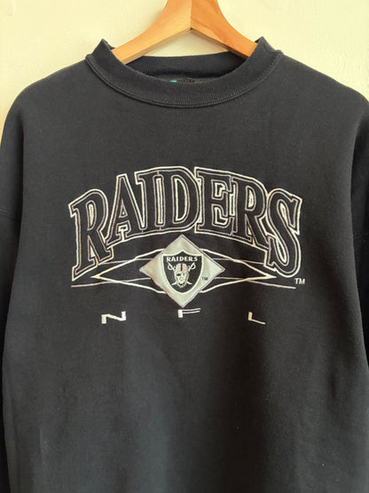 90s Oakland Raiders Embroidered Logo Athletic Crewneck (L)