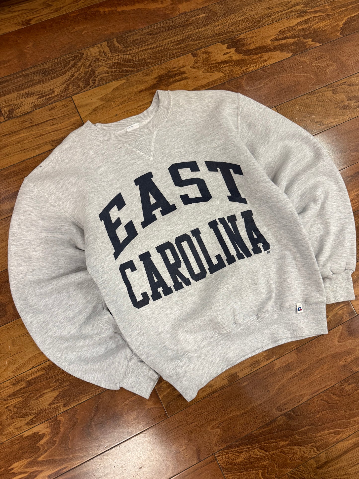 90s ECU East Carolina University Spell Out Vintage Russell Crewneck (S)
