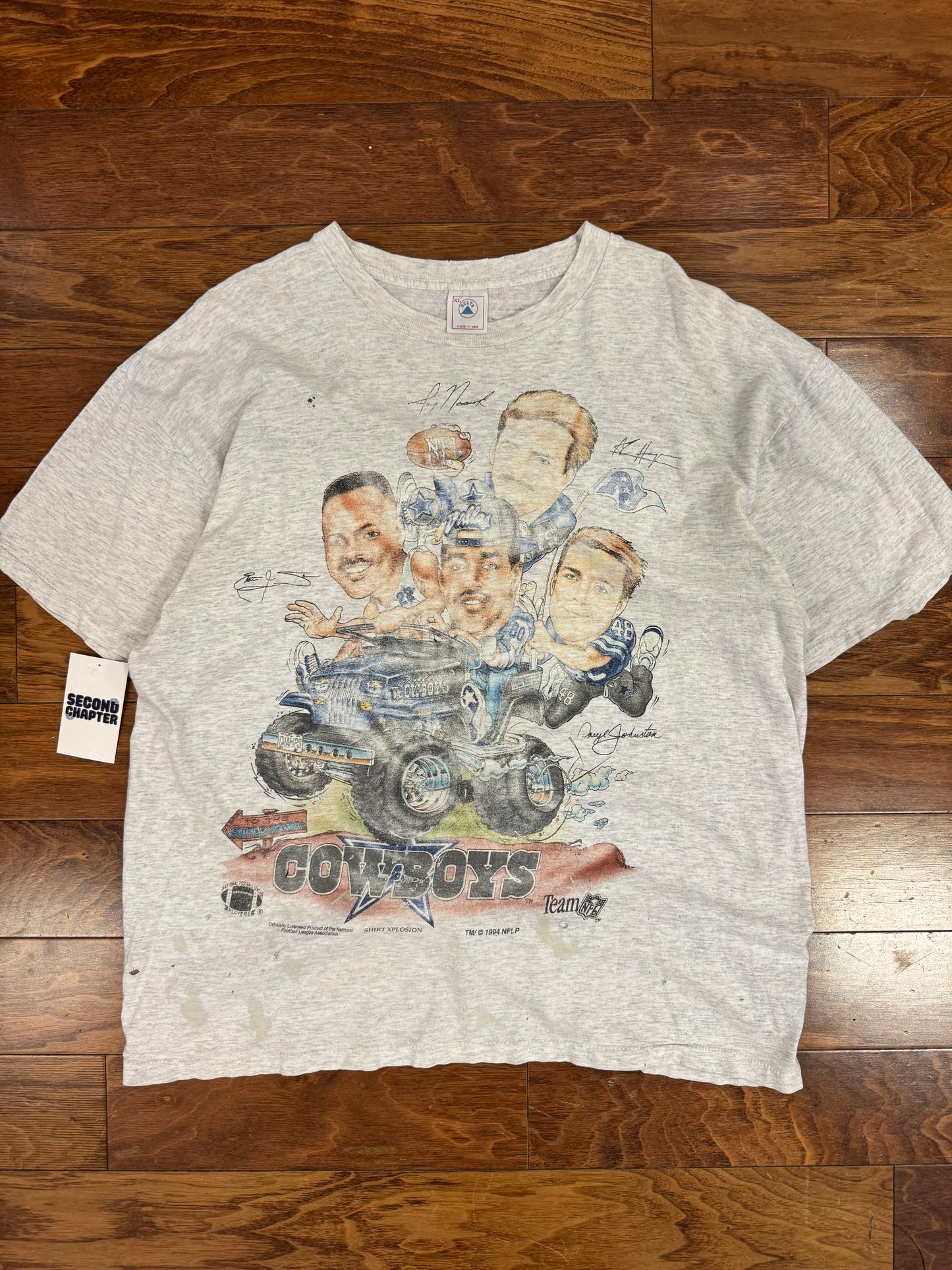 1994 Dallas Cowboys Faded Distressed Caricature Tee (XL)