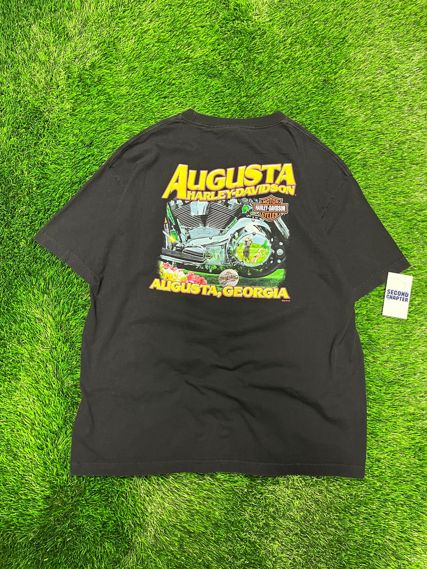 00s Harley Davidson Augusta Georgia Pin Up Girl Biker Tee (XL)