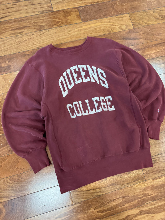 90s Queens College Champion Reverse Weave Crewneck (XL)